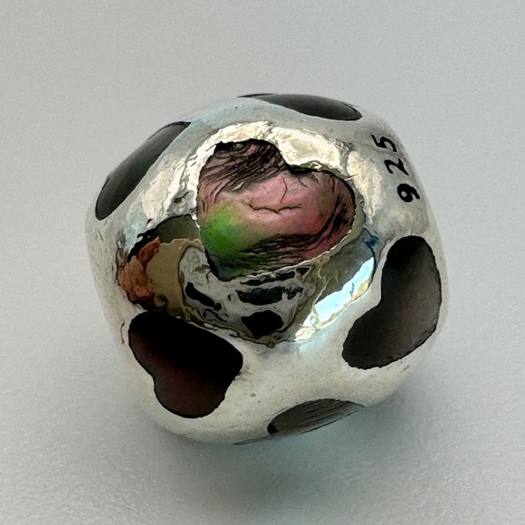 PANDORA Love Me Heart Charm 790398MPB 925 ALE Black Mother Of Pearl Retired Bead - Picture 9 of 13